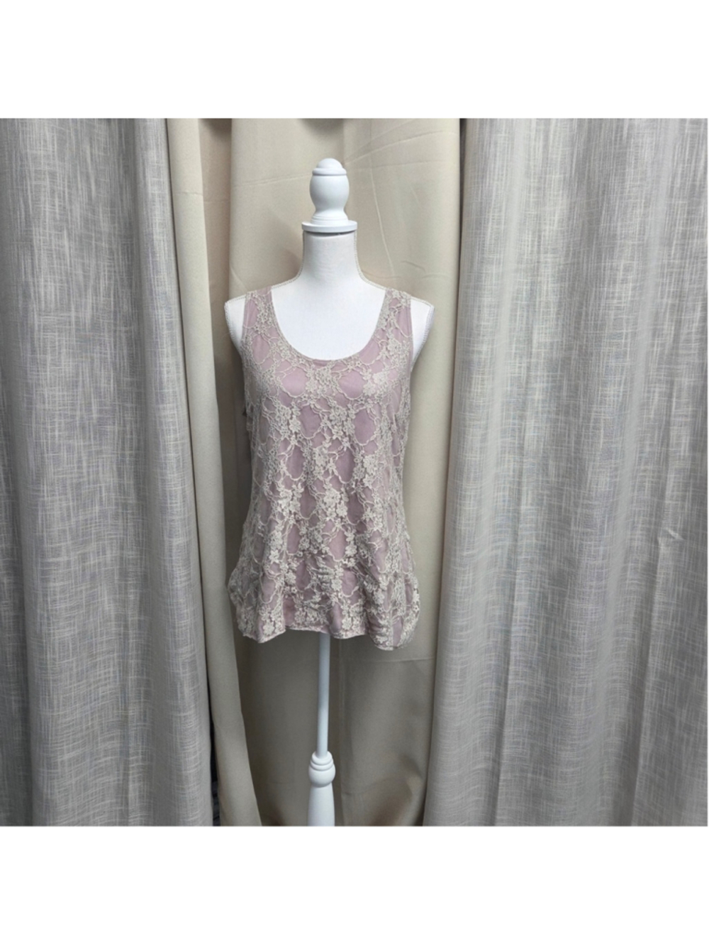 Jonden Lace Overlay Summertime Tank Top Dusty Pink Fairycore